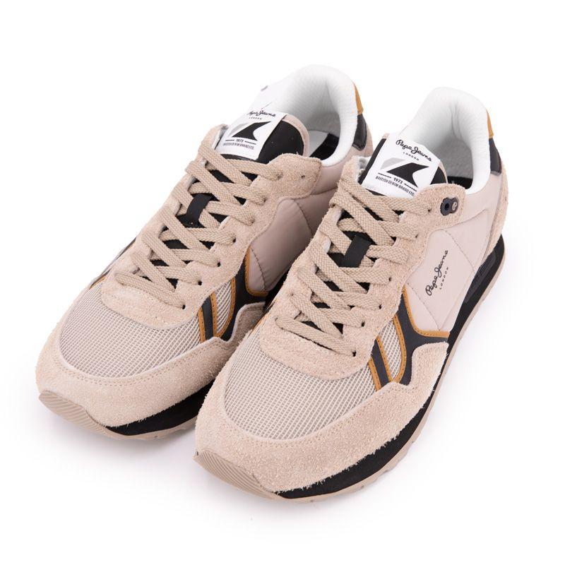 Men's Sand-colored Fabric Sneakers with Laces PEPE JEANS