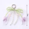 New Ribbon Pearl Tulip Ribbon Keychain Tulip DIY Mobile Phone Pendant Jewelry Style Pearl Bow Bag Accessories Mobile Phone Chain