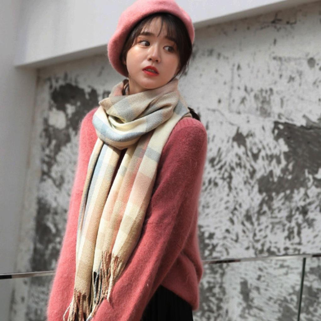 Cashmere Soft Check Muffler Winter Fashion Scarf