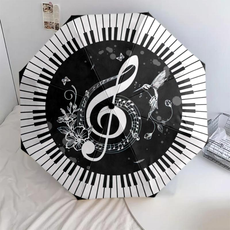 1PC Musical notes Umbrella Portable Folding Umbrella Iron Frame Hole Bone Structure Outdoor Home Umbrella A4