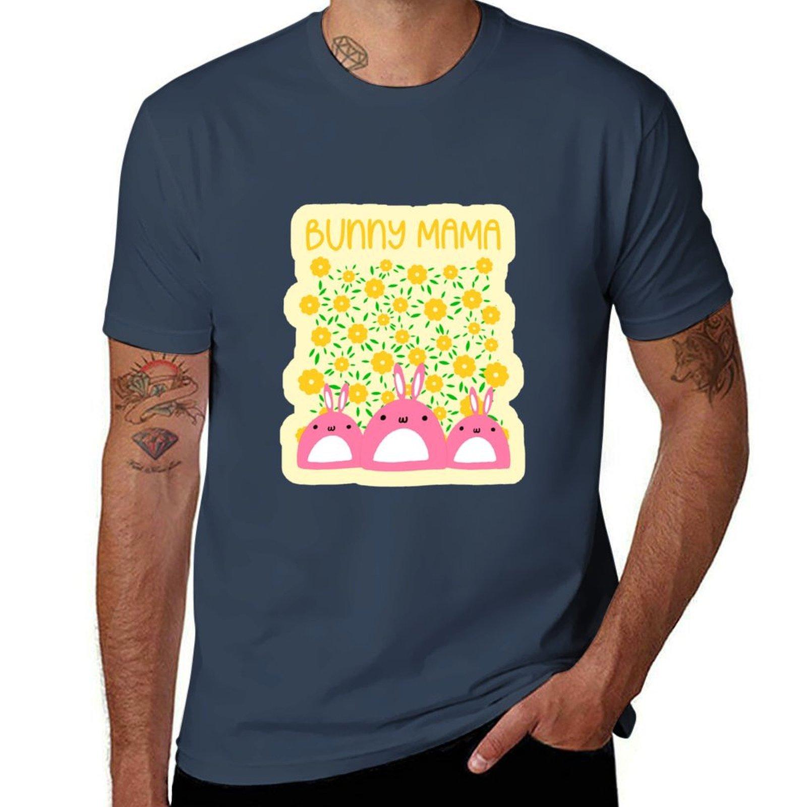 Bunny Mama Kawaii Pink Rabbits And Daisies Tshirt Quick Dry Training Short Sleeve Tee S