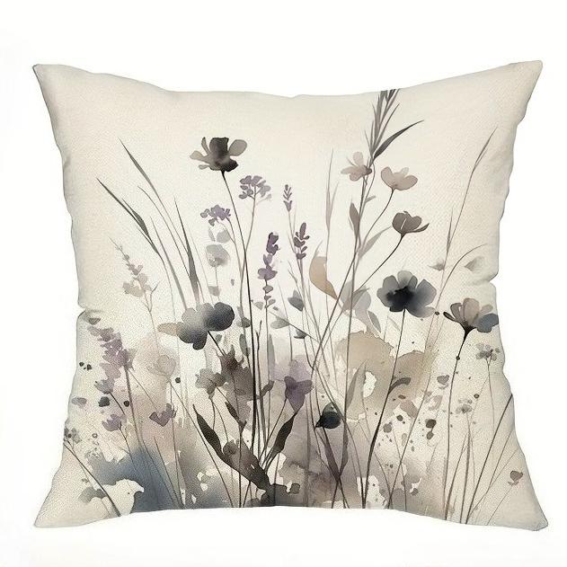 Boho Vallmo Blomma Kuddfodral Akvarellmönster Kuddfodral Mjuk Dekorativ Soffa Sovrum Kontor Bil Hem Botanisk Konst