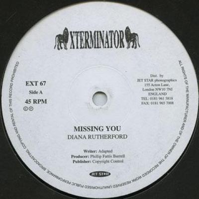12inch Record DIANA RUTHERFORD - Missing You / Instrumental EXT67 Xterminator 1999 UK Reggae, Ska & Dub