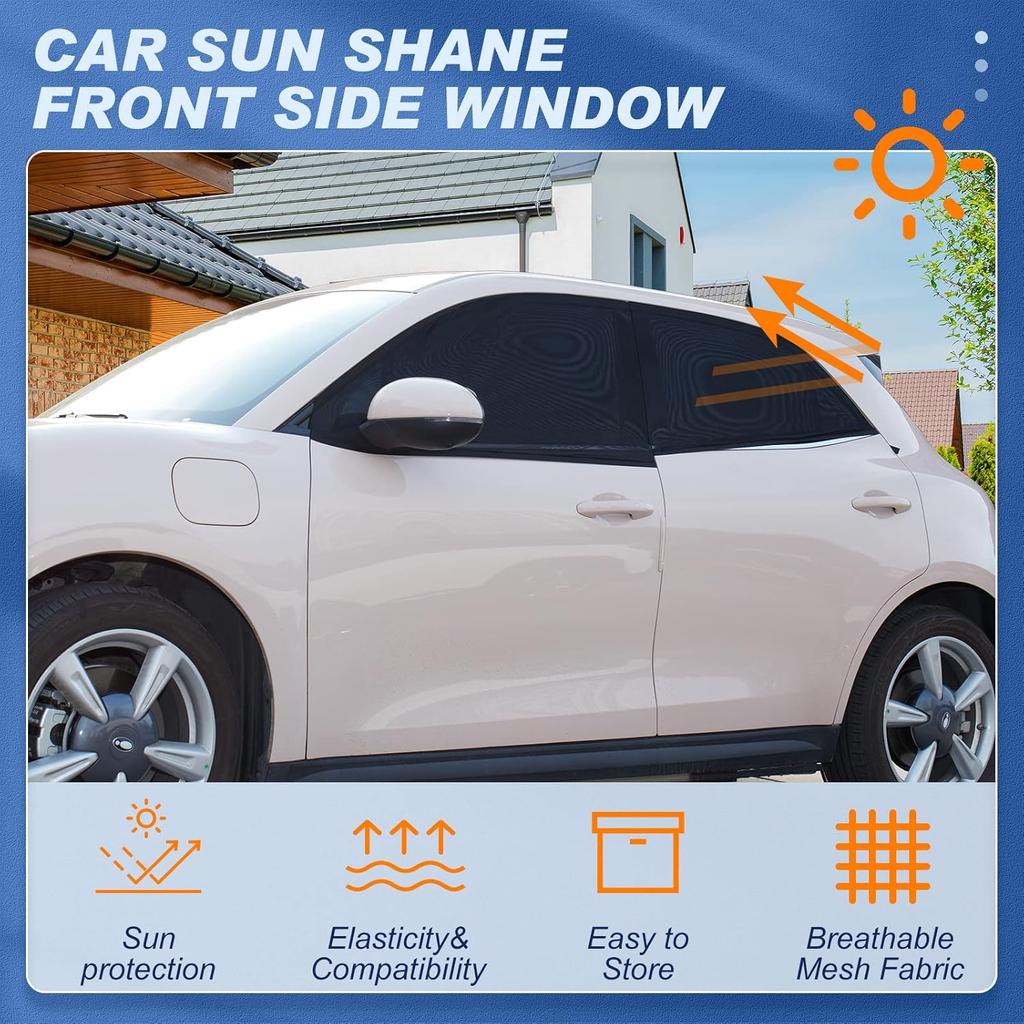 Tallew 4 Pcs Car Window Shades Screen Breathable Car Side Windows Shades Cover Mesh Front Rear Sun Universal Side Automotive Cover For Protection