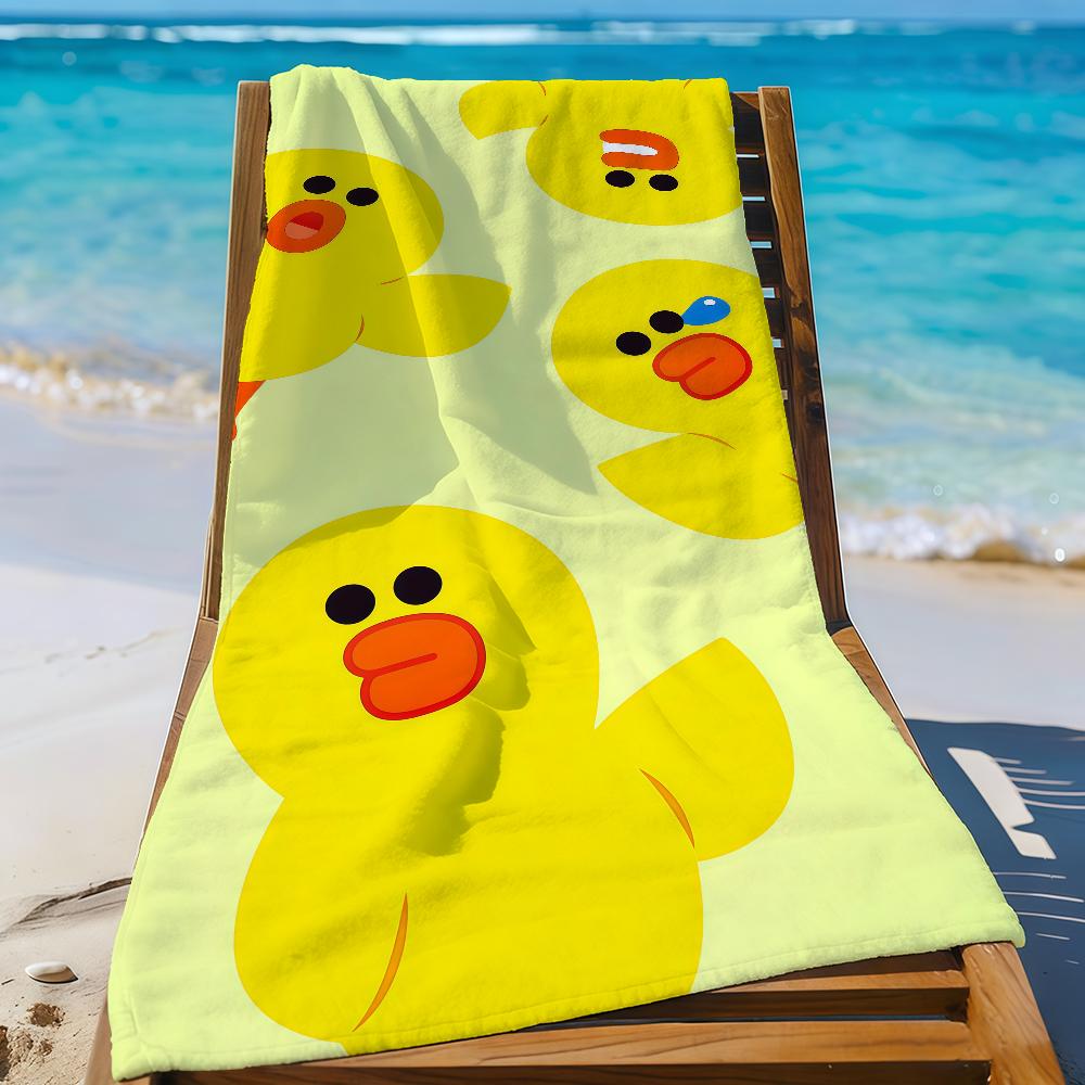 

Cartoon Cute S-Sally-S Duck Towel Sports Quick Dry Travel Camping Gear Sandproof Soft Light Large Beach Towel W30*H60(CM)