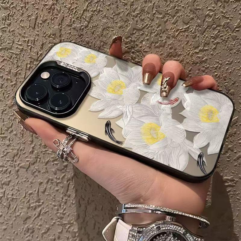 Goldfish iPhone Case for iPhone 17, 16 Pro Max, 14/15 Pro, 13 – Lotus Design for Girls