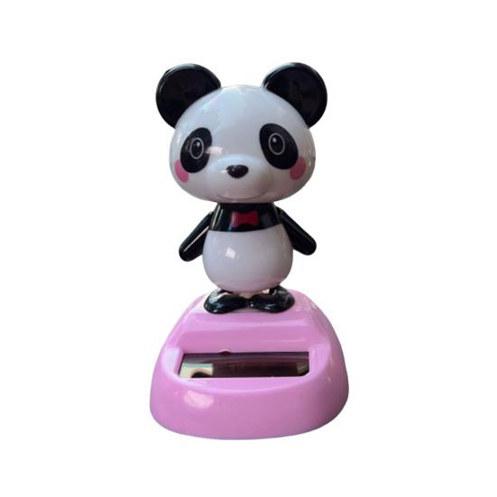 Car Ornament Solar-Powered Panda Dashboard Nodding Toy Car Interior Decoration with Swing Head Cute Car Dashboard Accessory Fun Gift for Car Lovers