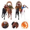 2 Sets of West Cowboy Carriage Models Plastic Carriage Models with Cowboy Culture Collection Mini Toys