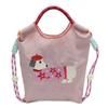 High round embroidered shopping bag, nylon waterproof tote bag, environmentally friendly folding portable shoulder bag.