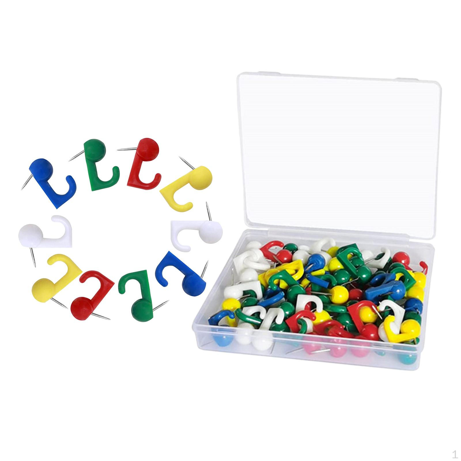 

100 Pcs Thumb Tacks Plastic Decorative Hooks Mixed Color Colorful Hangers for Board Fabric