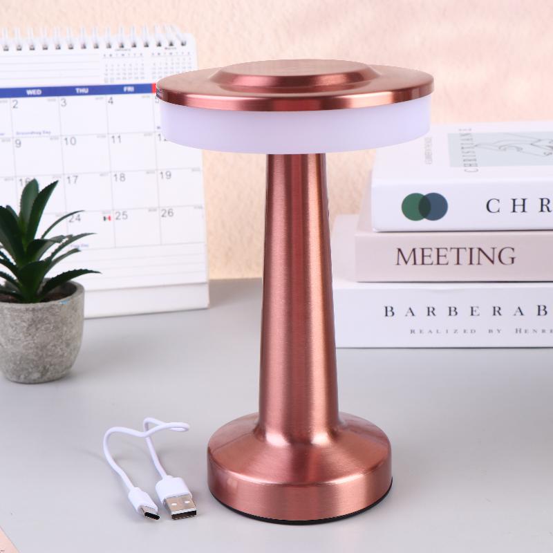 1 Set Dumbbell Table Lamp LED Metal Touch Rechargeable Night Light for Bedroom Reading Home Decor