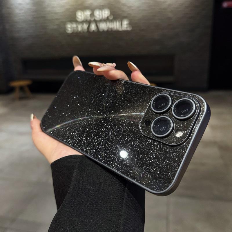 For IPhone 16 Promax Ice Crystal Sparkling Powder Phone Case for Apple 15 All Inclusive Anti Drop Magnetic Simple Protective Cover