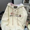 Women's Japanese Style Dot Embroidery Hooded Cardigan - Autumn Fashion Top