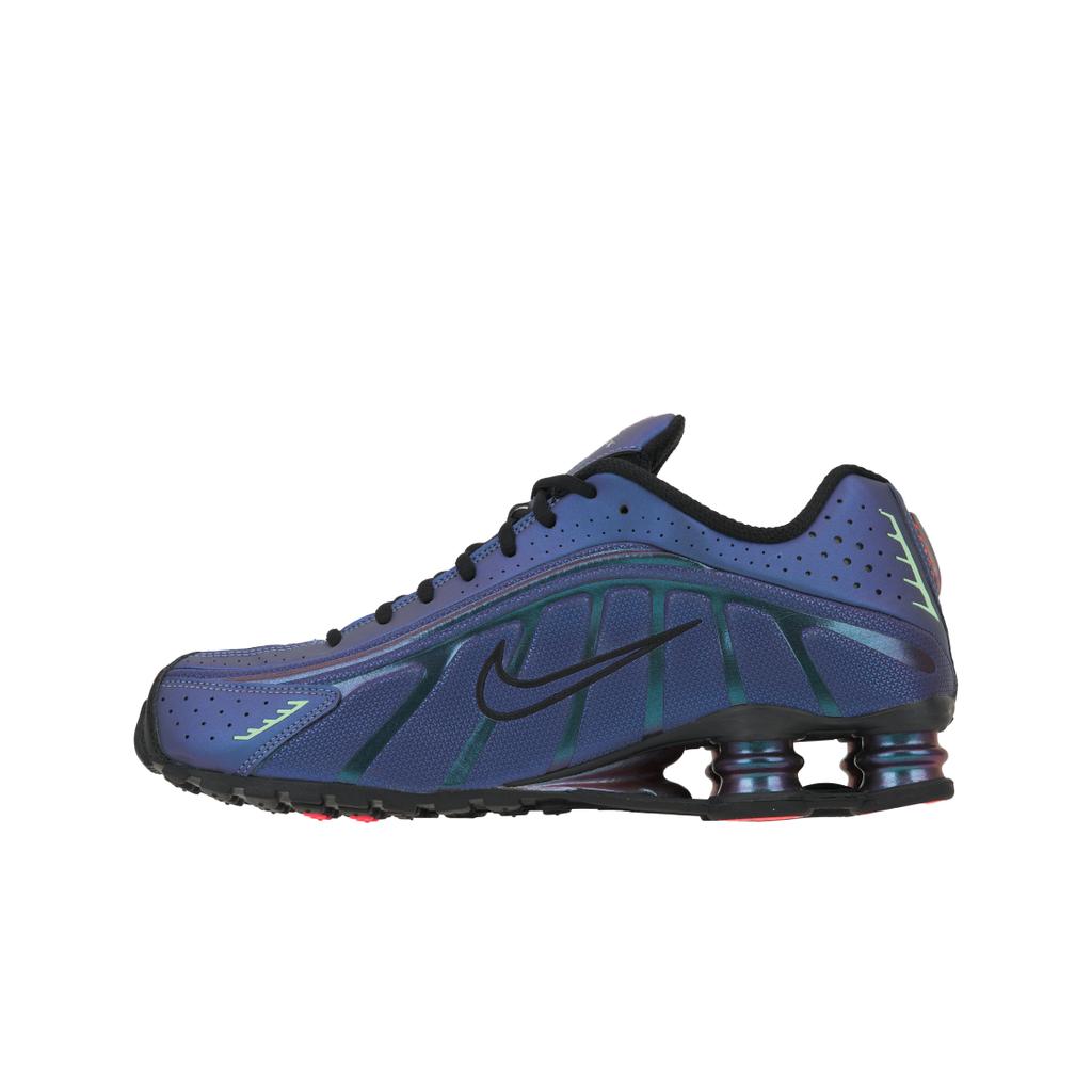 Nike Shox R4 İridyumlu Erkek Spor Ayakkabı Mavi Siyah Sıcak Şeftali HQ3446-001