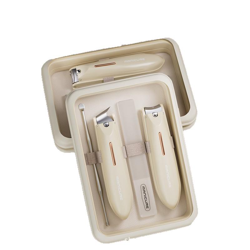 High-Quality Stainless Steel ABS Anti-Splatter Nail Clipper Set 4-Piece Set - Morandi Green