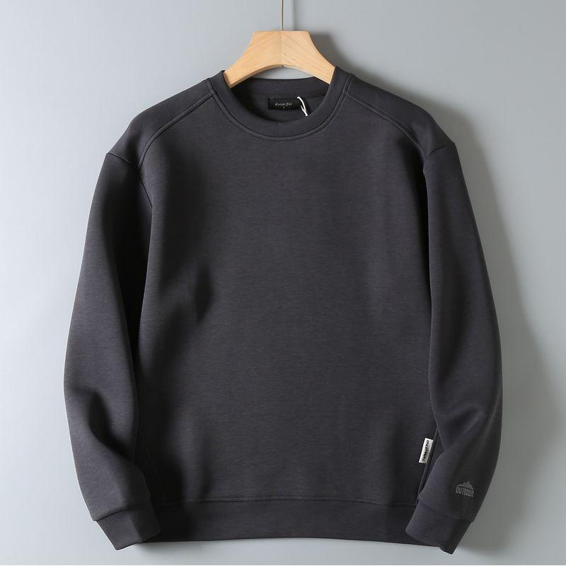 Original Foreign Trade Autumn New Model Air Layer Fabric Comfortable Versatile Round Neck Pullover Solid Color Long Sleeve Base Sweatshirt for Men