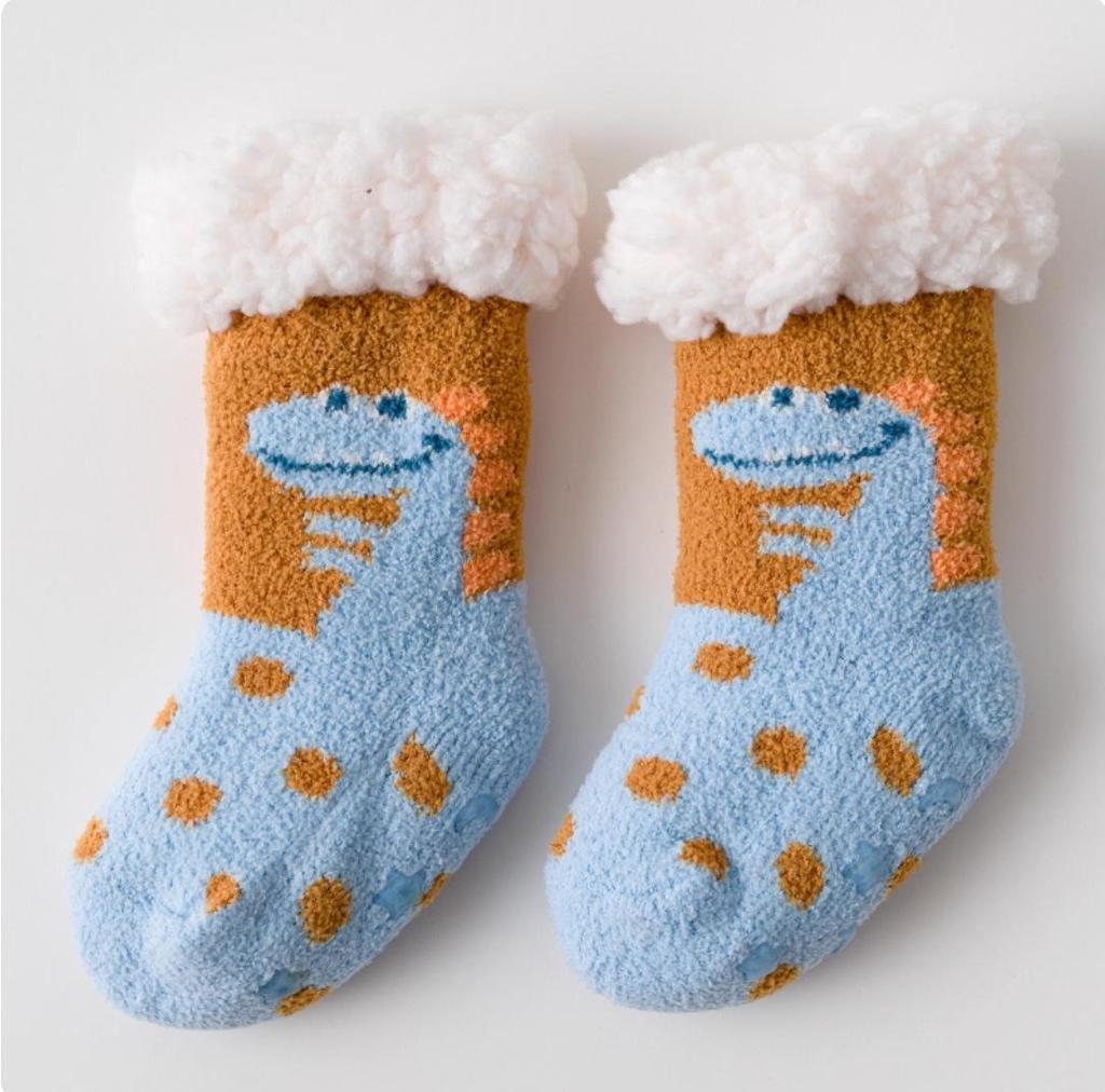 Non-Slip Fleece-Lined Baby Winter Socks - Thick, Warm, and Cozy Coral Floor Socks for Children