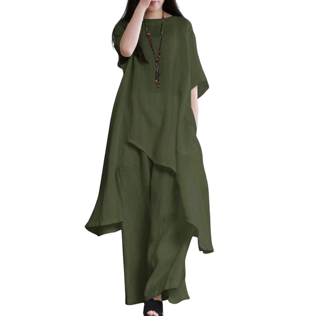 Conjunto Informal de Dos Piezas para Mujer: Top de Manga Corta de Moda de Corte Holgado + Pantalones de Pierna Ancha de Cintura Alta
