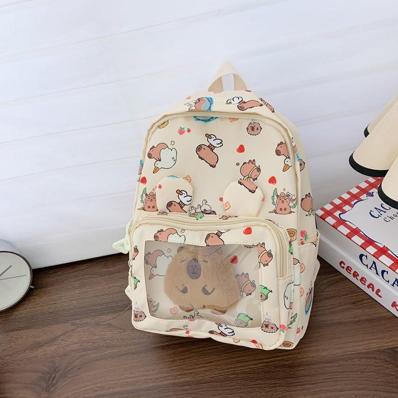 Capybara Backpack Children Cartoon Itabag Adjustable Shoulder Straps Schoolbag