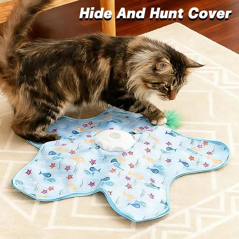 Giocattoli Interattivi Ricaricabili per Gatti, Giocattoli Durevoli Nascondino per Gatti con Piume Nascoste in Movimento, Giocattolo Automatico per Gatti e Gattini per Gatto