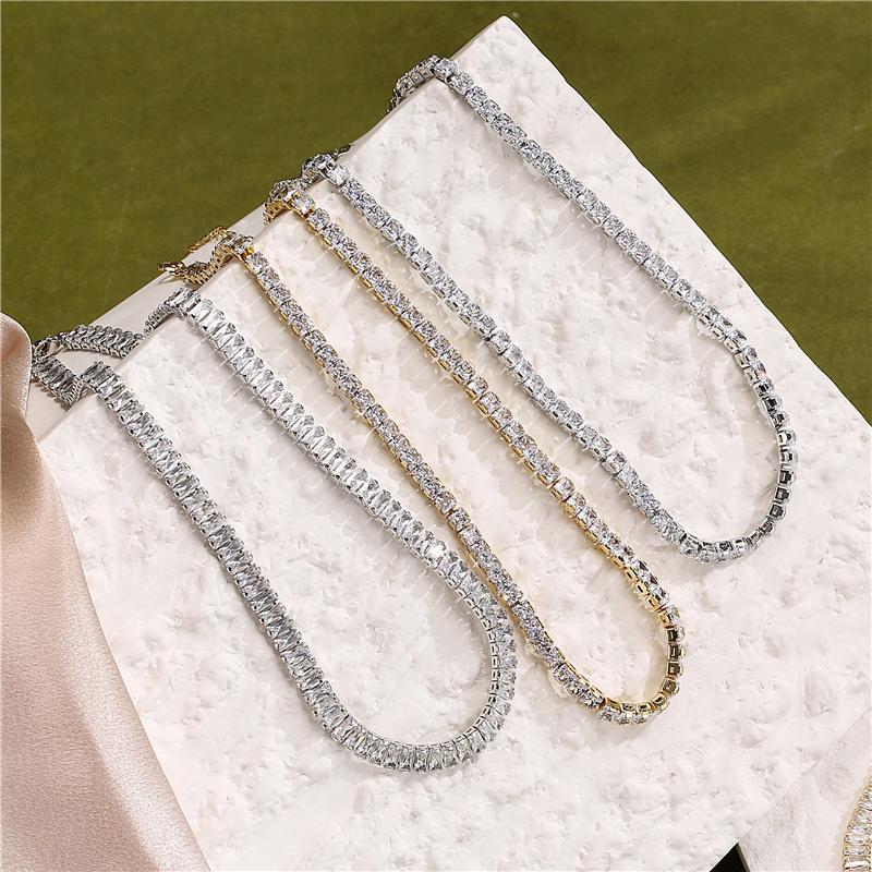 18K Vergoldetes Messing Zirkonia Teenie Halskette Armband, Promotion Beat Lady Luxus Bling Zirkonia Choker, Iced Out 3A Zirkon 4MM Halskette