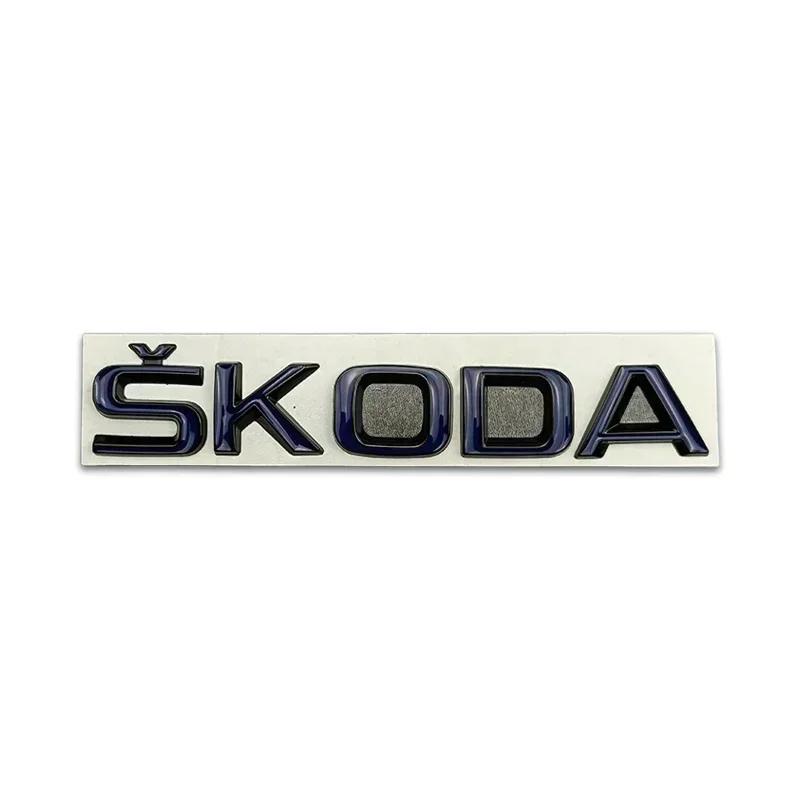 ZDVK6 Metal Rear Trunk Emblem for Skoda Logo VRS Yeti Octavia Kamiq Kodiaq Karoq Superb Fabia Rapid Car Logo Stickers Badge Decals