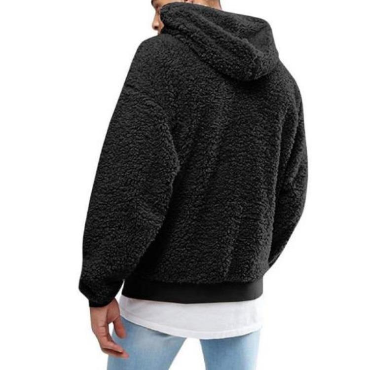 

Plush Pullover Hoodies Casual Solid Color Sweatshirt with Drawstring Hood for Office M чёрный