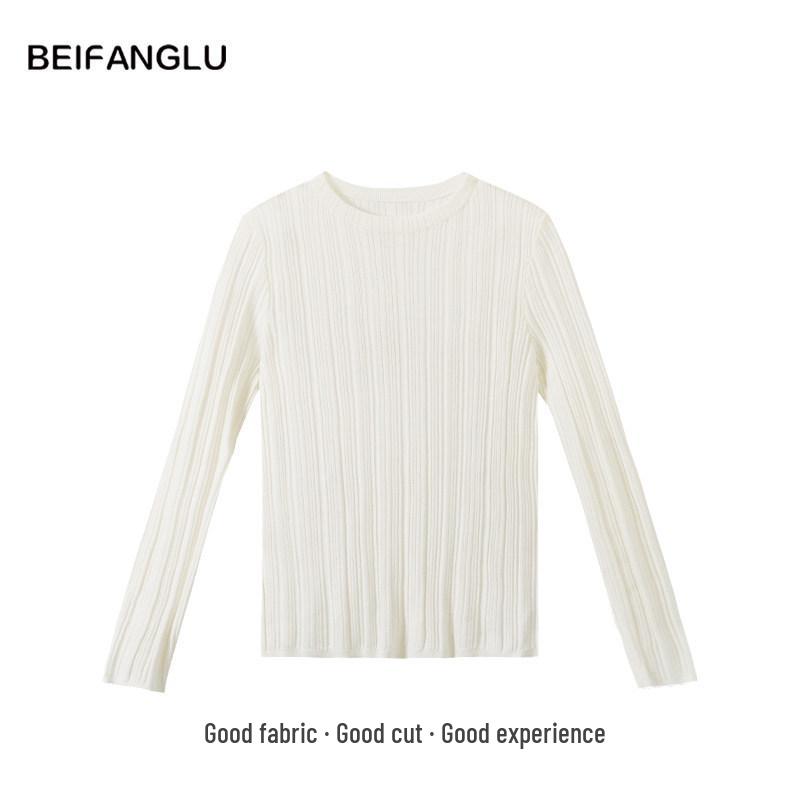 Northern Deer Spring Collection: Women's 73% Wool, 27% Mulberry Silk Ribbed Round Neck Knitwear