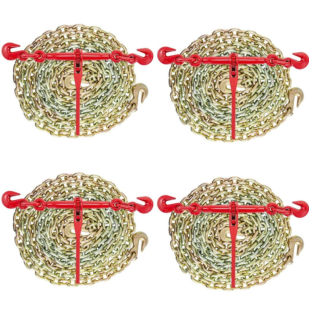 Chain and Binder Kit Ratchet Load Binder 3/8in-1/2in 10ft Chains Hauling