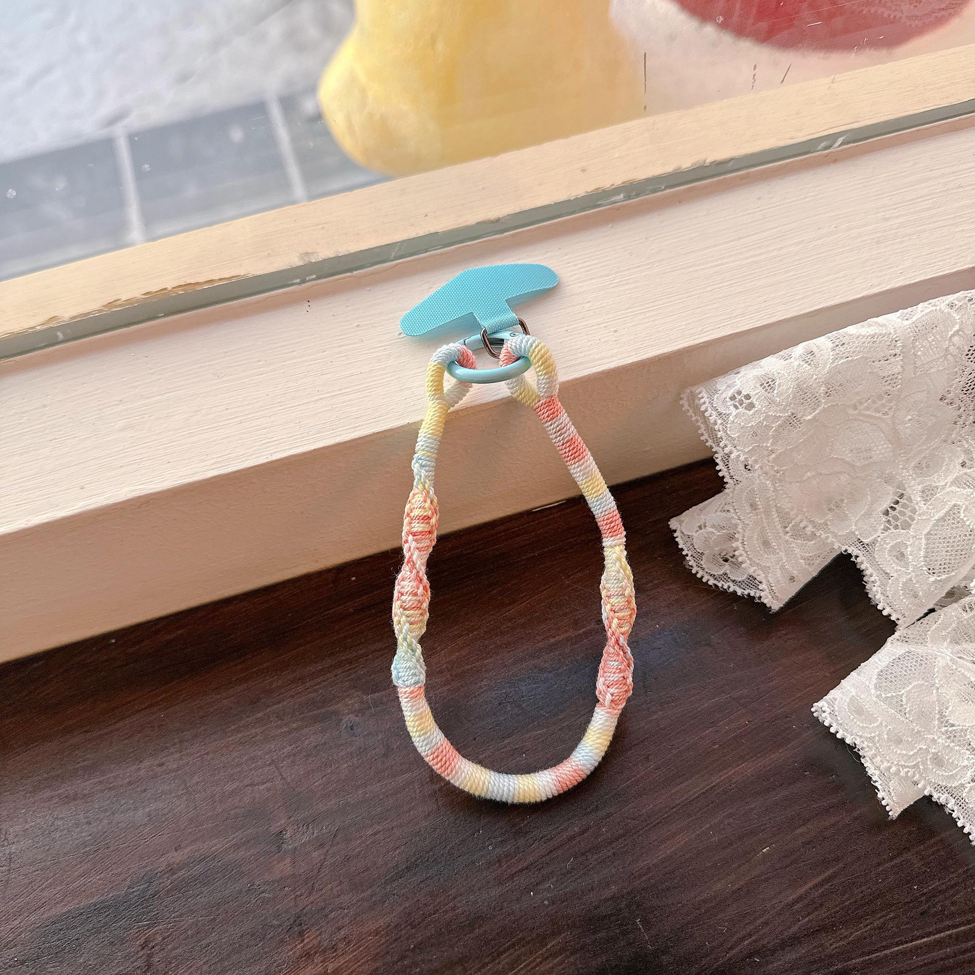 Dopamine Color Woven Wrist Strap: Short Lanyard & Keychain for Phones