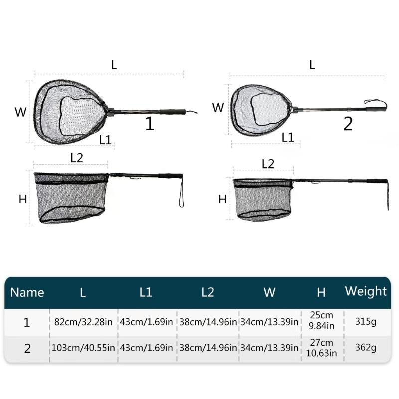 Aluminum Alloys Telescoping Landing Net NonSlip Folding Fishing Net  Collapsible Fishing Net  for Kids Adults