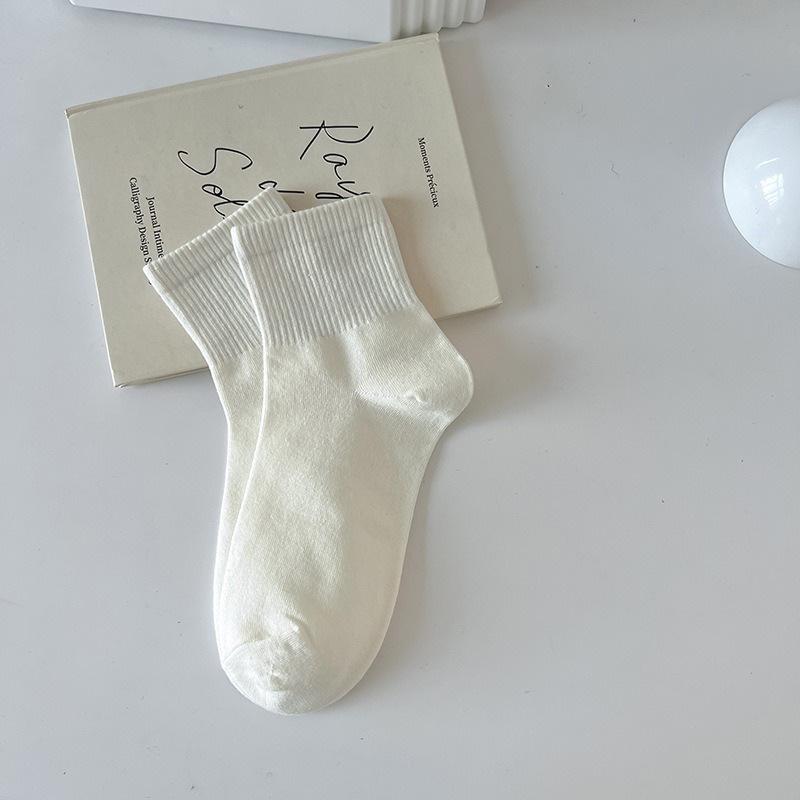 Women's Macaron Color Cotton Sports Socks - Breathable, Sweat-Absorbent, Anti-Pilling, Mid-Tube for Spring & Autumn