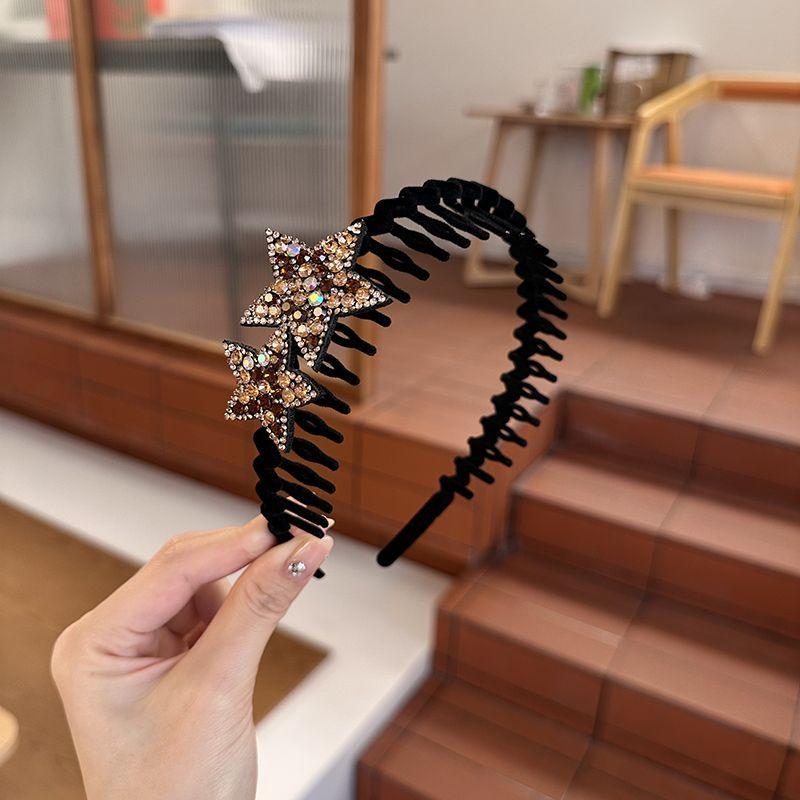 Mode Strass Beflockung Lünette Haar Hoops für Frauen Damen Einfarbig Gezahnt Rutschfeste Stirnband Haarband Haar Zubehör