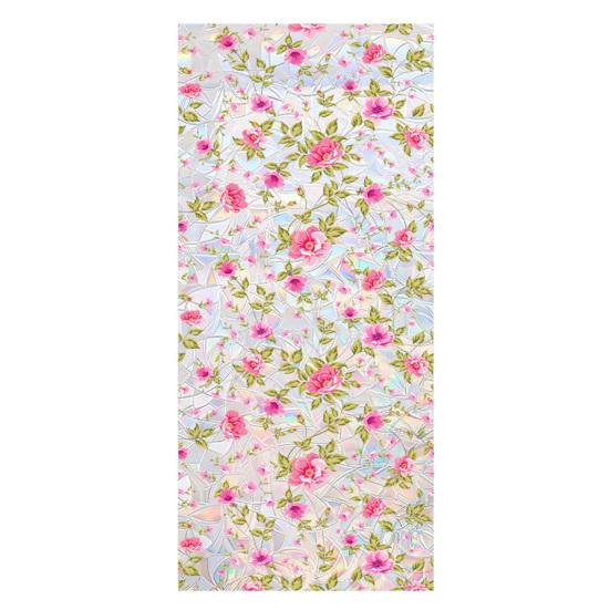 Flower Window Privacy Film, Decorative Static Cling Stickers, Waterproof Glass Cling, 39.4x17.7in Anti-Glare Static Glass Sticker for Home Bathroom