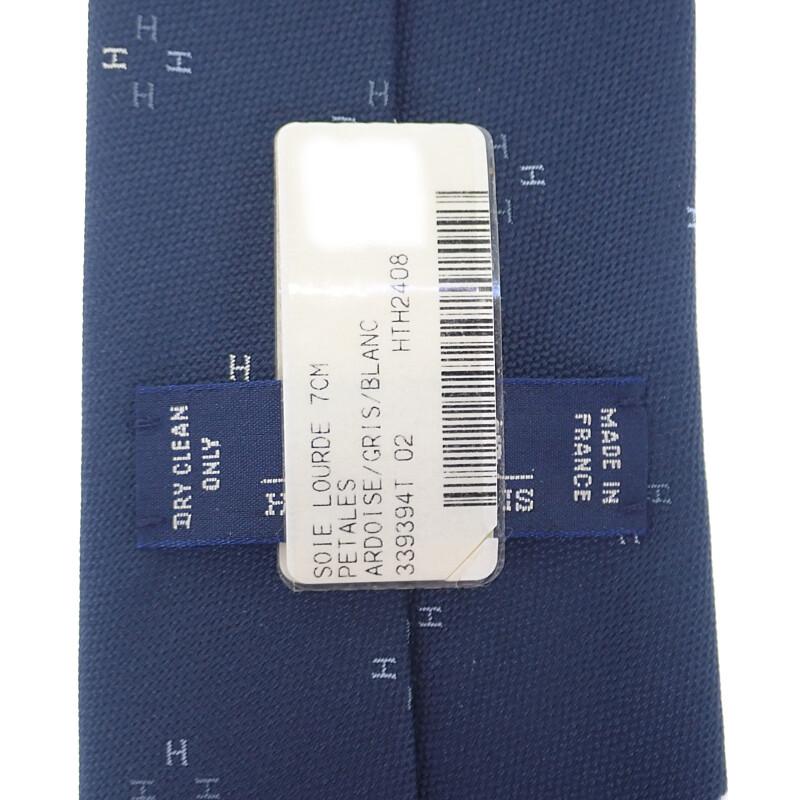 HERMES  H339394T-02  Tie Navy Silk Mens