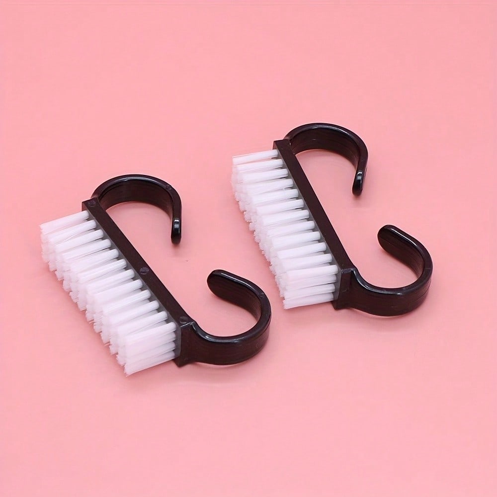 2pcs Unisex Black Nail  With Handle Sheep Horn Frosted Brush, Toenail Cleaning Brush, Nail Care Tool