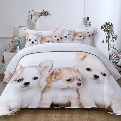 3D Bed Linens Cute Dog Pet Printed Single Double Duvet Cover Set Twin Full Queen King Size Bedding Set for Kid Boy Girl Home Bed