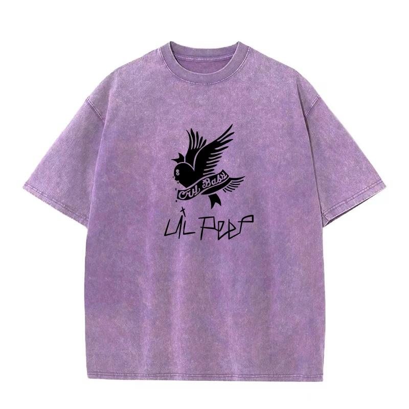 

G Cotton Tshirt Vintage Short Sleeve Lil Peep Cry Baby YK American Retro T Shirt Men Women Summer Hip Hop Harajuku Tees S