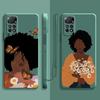 Hübsches afrikanisches Mädchen Gänseblümchen Blume Schmetterling Flüssighülle für Xiaomi Redmi Note 11 11t 9 9s 8 10 Pro für Redmi 8 9t 9a 9c 10c Abdeckung