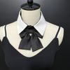 Multipurpose Removable Faux Collar with Black Bowtie Front for Women Girls Elegant Students Shirt Accessories Choker