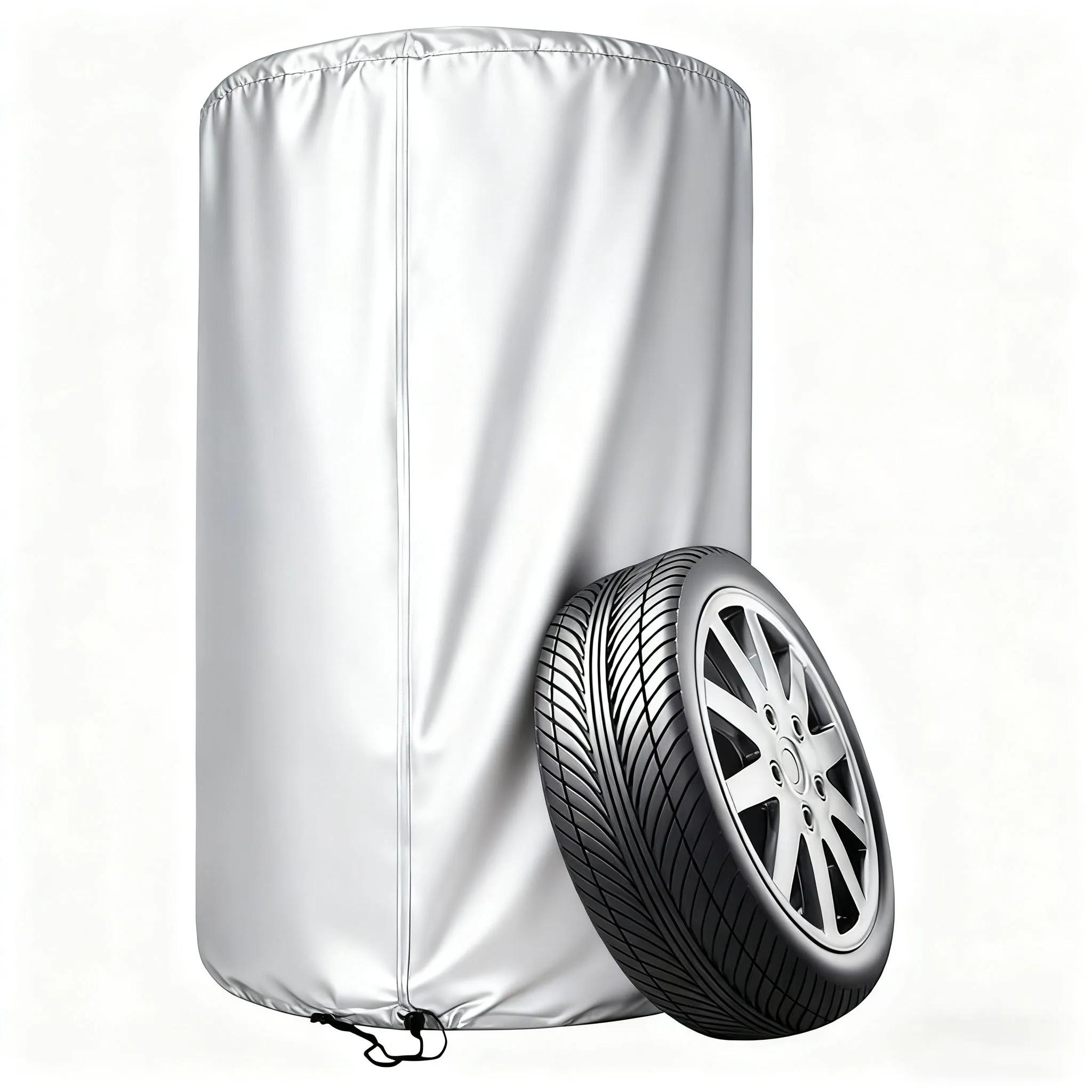 

Waterproof Tire Cover with Waterproof Zipper - 210D Dual-Sided, Dirt-Resistant for Indoor & Outdoor Storage Needs 65x90cm срібний