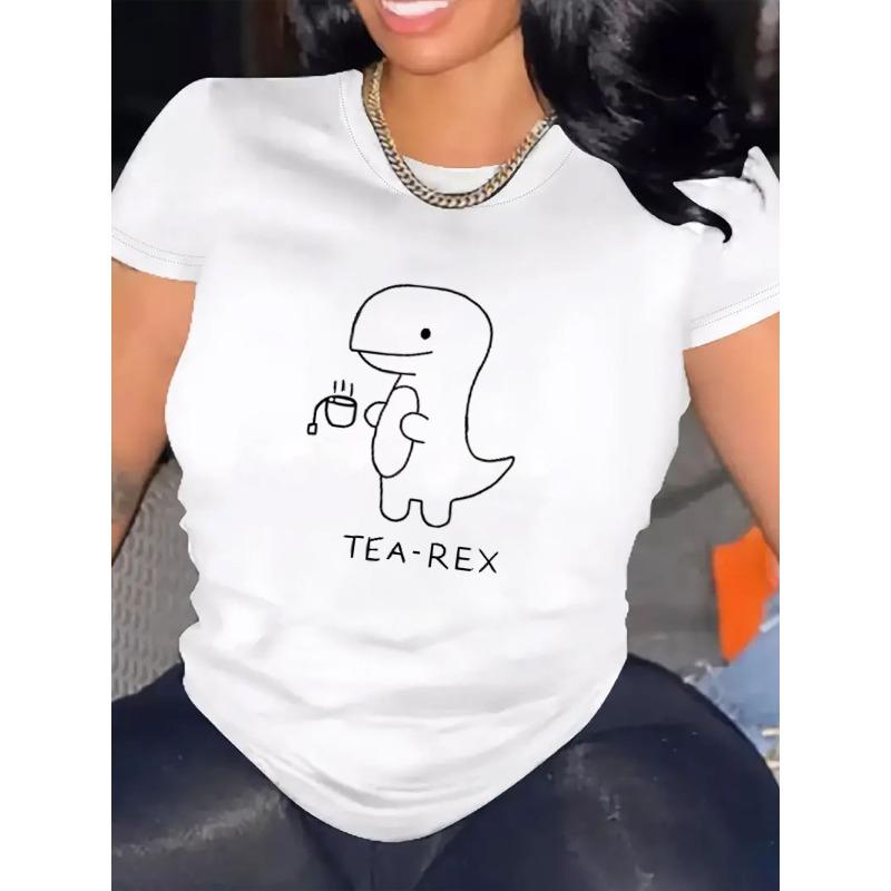 Damen Casual Kurzarm-T-Shirt 1 Stück Schwere Baumwolle - Bequemer Rundhalsausschnitt, Weiche Niedliche T-Shirts Tops