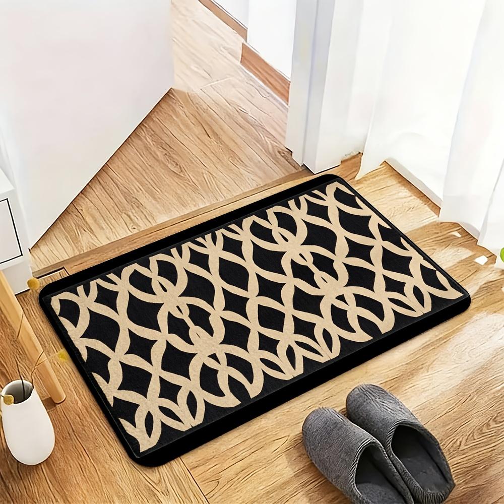 Modern Geometric Welcome Door Mat for Entryway Floor Rug Indoor Hallway Mat House Decor 40x60cm Black Beige