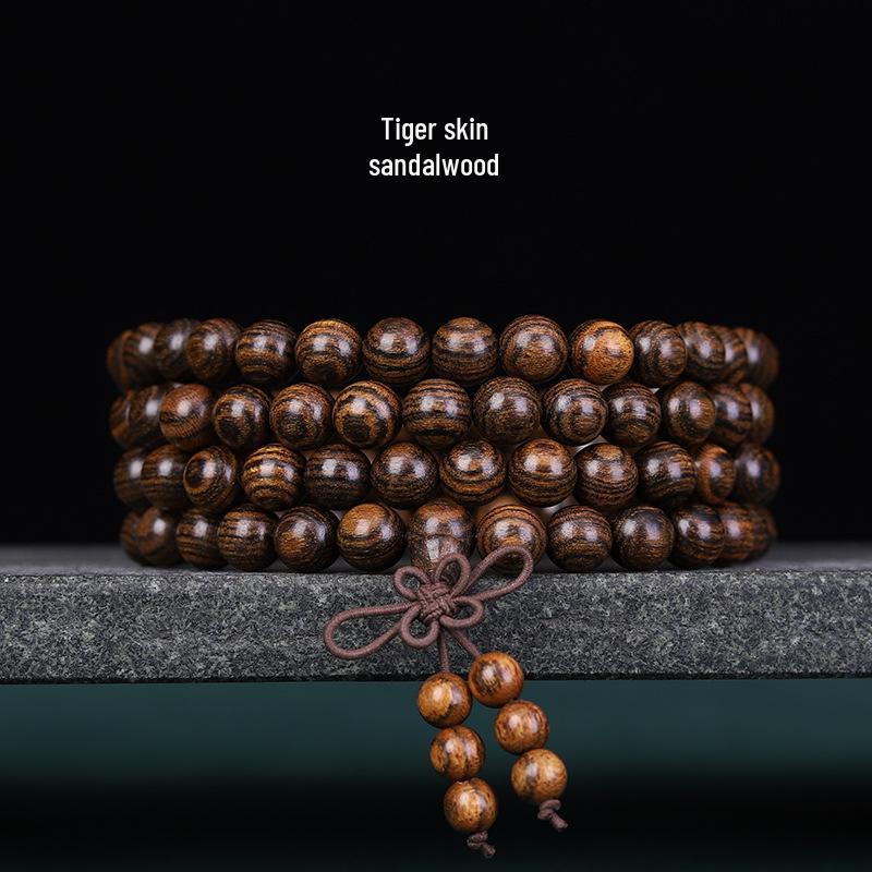 Buddhist 108 Beads Bracelet: Red Sandalwood, Green Sandalwood, Ebony Wood Rosary Necklace