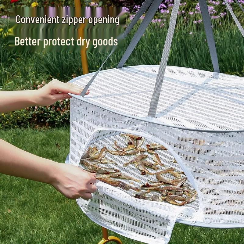 Windproof and Mosquito-proof Portable Folding Food Drying Rack for Vegetables and Fish