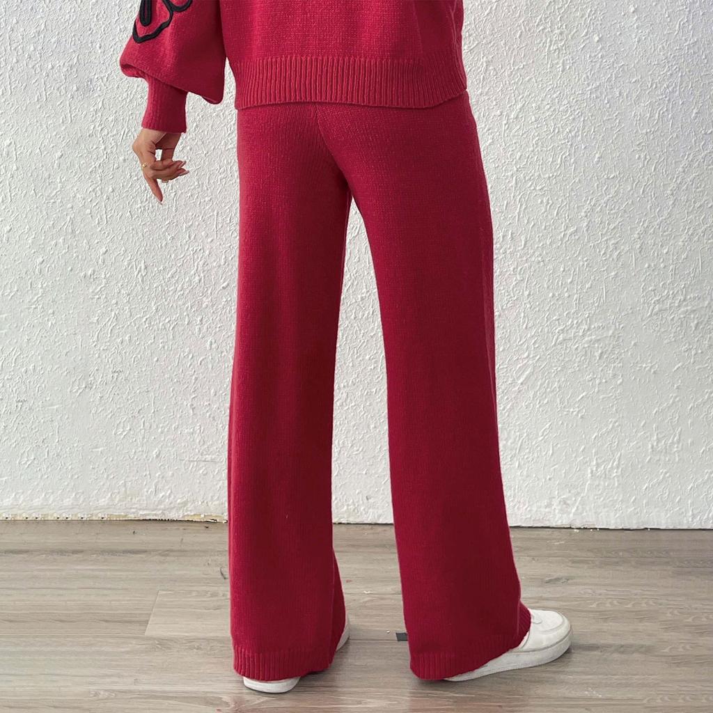 Women's Casual Wide-legged Pants High-waisted Straight-legged Pants Wide-legged Pants Fall And Winter Wool Pants