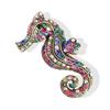 SKEDS Exquisite Vintage Women Girls Colorful Crystal Seahorse Badges Pin For Women Men Creative Animal Boutique Coat Brooches