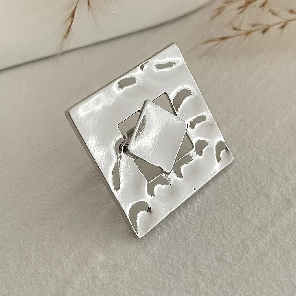 Creative Irregular Geometric Square Round Open Ring for Women Hip Hop Gold Color Adjustable Ring Finger Jewelry 2025 New