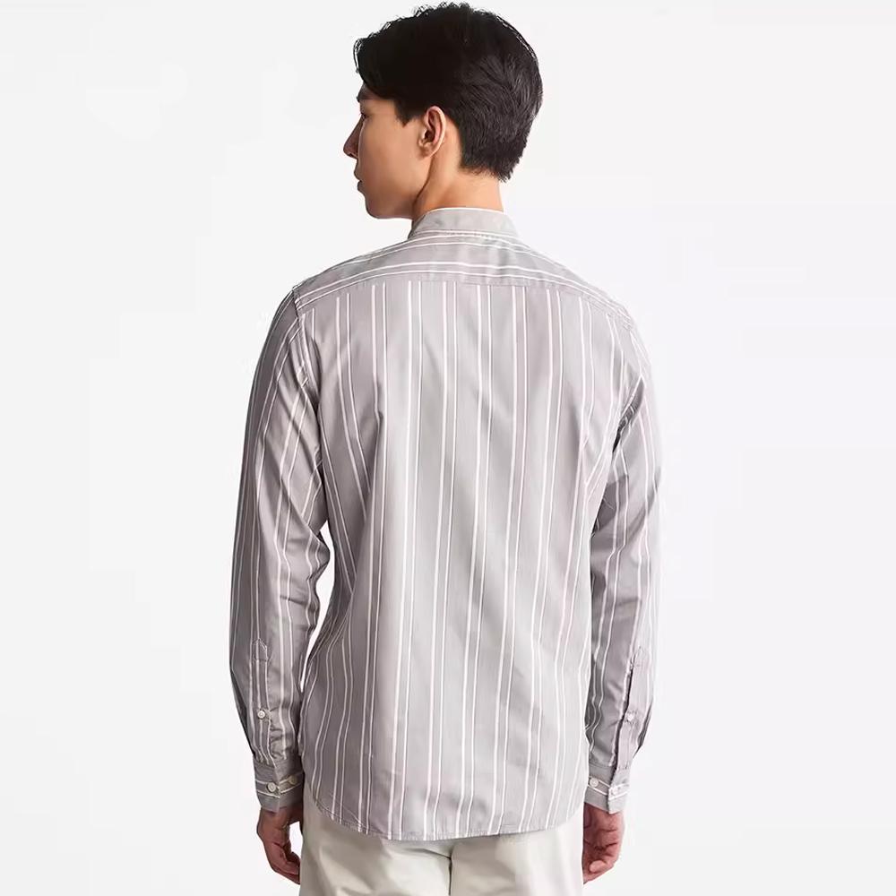 Timberland Business Casual Striped Stand Collar Single-Breasted Long Sleeve Shirt Men shirts Griffin-Gray A26DZ-CP1