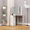 VidaXL Coiffeuse d'angle Table de maquillage cosmétique Blanc